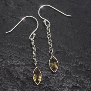 Drops of the Sun - Faceted Citrine Gemstone Drop Sterling Silver Earrings