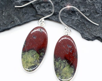 The Dragon's Lair - Natural Dragon's Blood Jasper Sterling Silver Earrings