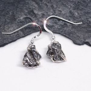 Night Sky  - Ancient Campo del Cielo Meteorite Sterling Silver Earrings