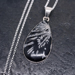 Starburst -  Chrysanthemum Stone  Sterling Silver Necklace