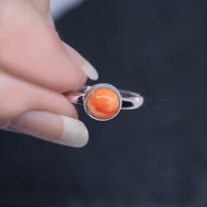 Juicy Orange - Spiny Oyster Sterling Silver Ring Size 7.5