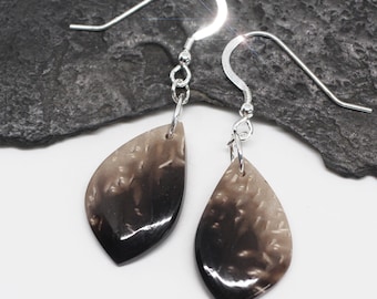 Mocha Latte - Beautiful Peanut Wood Petrified Wood Sterling Silver Earrings