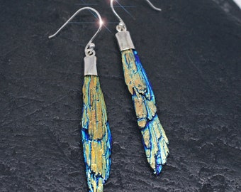 Over the Rainbow - Titanium Kyanite Crystal Fan Sterling Silver Earrings