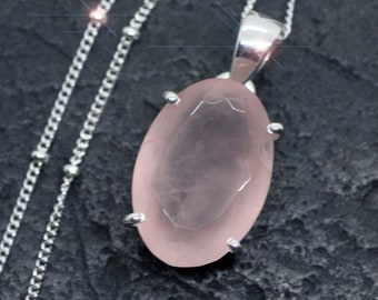 The Magic of Pink - Faceted Rose Quartz and Sterling Silver Necklace