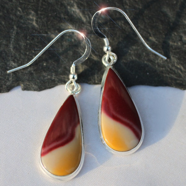 RESERVED FOR MIJETTE Wildfire - Beautiful Natural Mookaite Sterling Silver Earrings