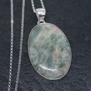 Spring Meadow - Green & Orange Kyanite Sterling Silver Necklace