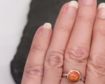 Juicy Orange - Spiny Oyster Sterling Silver Ring Size 5.5