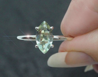 Fresh Mint - Faceted Green Amethyst Sterling Silver Ring Size 8.5