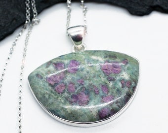Secret Ruby - Ruby in Fuchsite Sterling Silver Necklace