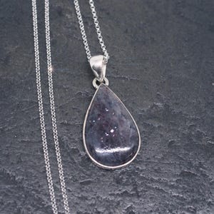 Twilight - Natural Shimmering Sunstone in Iolite Sterling Silver Necklace
