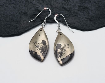 RESERVED FOR YULIA Gold Rush - Natürliche Magnetit und Pyrit Sterling Silber Ohrringe