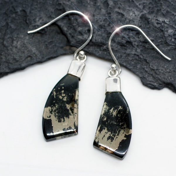 Gold Rush - Natural Magnetite and Pyrite Sterling Silver Earrings