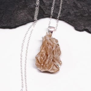 Tawny Crystal - Natural Barite Crystal Sterling Silver Necklace