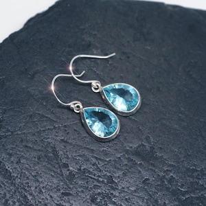 Artic Ice - Beautiful Luminous Faceted Blue Topaz  Drop Sterling Silver Earrings