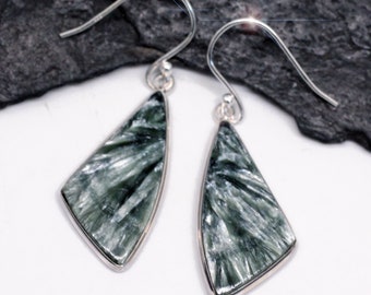 Angel Wings - Natural Seraphinite Sterling Silver Earrings