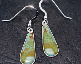 Earth & Sky - Green and Blue Turquoise Sterling Silver Earrings