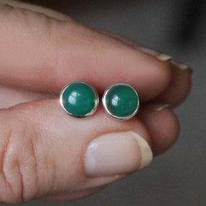 The Glory of Green - Green Onyx Sterling Silver Stud Earrings