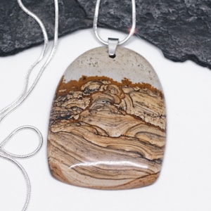 Desert Dreams - Landscape Jasper Sterling Silver Necklace