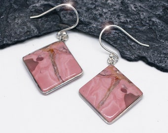 Sillhouette - Australian Pink Opal Drop Sterling Silver Earrings