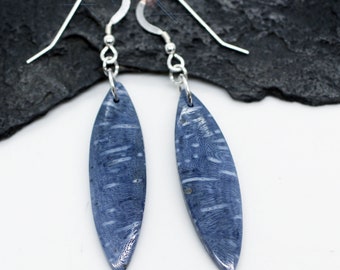 Blue Lagoon - Blue Sponge Coral Sterling Silver Earrings