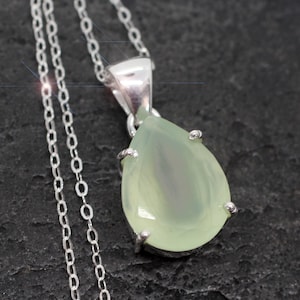 Green Apple -  Prehnite Sterling Silver Necklace
