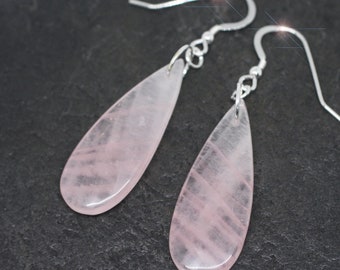 A Rose is a Rose - Rose Quartz and Sterling Silver Earrings