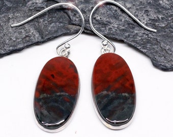 Symphony - Beautiful Bloodstone Jasper Jasper Sterling Silver Earrings