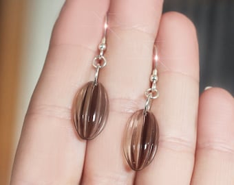 Tawny Mist - Carved Smokey Topaz, Smokey Quartz Drop Sterling Silver Earrings