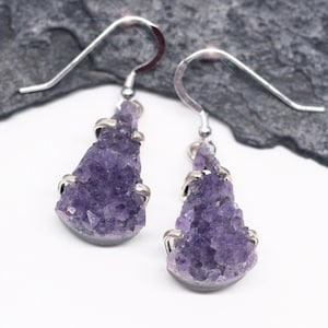 Royal Purple - Wunderschöne Amethyst Druzy Kristall Geode Ohrringe