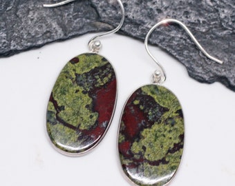 The Dragon's Lair - Natural Dragon's Blood Jasper Sterling Silver Earrings