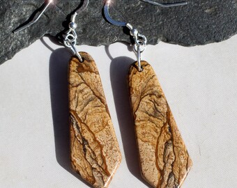 Desert Life - Landscape Jasper Sterling Silver Earrings