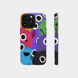 Funda resistente para iPhone con ilustración de monstruo colorido y estética kawaii con divertido diseño adolescente iPhone 16 15 14 13 12 11 Samsung