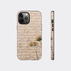 Custodia per telefono floreale con protezione tecnologica resistente e carta vintage ispirata per gli amanti della natura e i minimalisti iPhone 16 15 14 13 12 11 Samsung