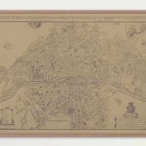 Download digital do mapa vintage de Paris | Era da Revolução Francesa | Mapa da cidade antigo | Mapa histórico da França | JPG e PNG de alta resolução