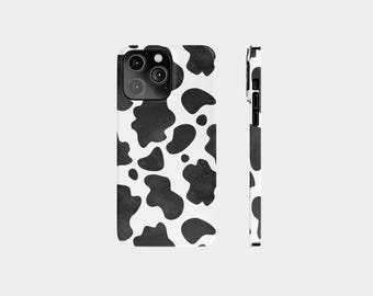 Cow Print Phone Case - Trendy Slim Case for Animal Lovers, Cute Gift, Farmhouse Decor, Black and White Design iPhone 16, 15, 14, 13, 12, 11