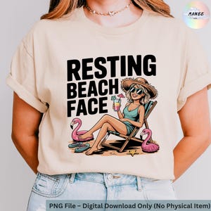 Resting Beach Face PNG | Funny Beach Sublimation Design | Summer Quote PNG | Beach Shirt Design | Vacation Graphic Download
