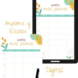 Printable meal planner, weekly food diary