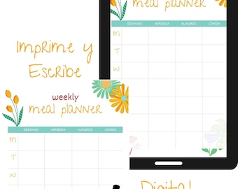 Printable meal planner, weekly food diary