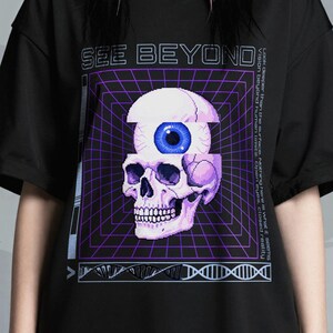 Retro Vaporwave Cyber Shirt - Dark Sci fi Style - Neon Tech Aesthetic - For Computer Geek