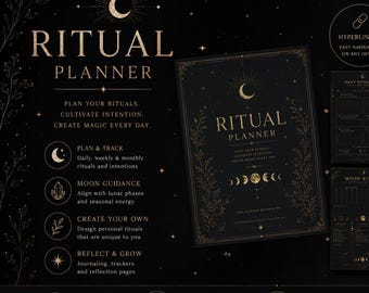Ritual Planner Printable | Dark Digital Planner | Spiritual Journal | Hyperlinked PDF | Moon Planner | Self Care Journal | GoodNotes
