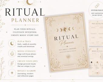 Ritual Planner Printable | Light Digital Planner | Spiritual Journal | Hyperlinked PDF | Moon Planner | Self Care Journal | GoodNotes
