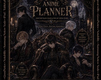 Anime Planner for Men Dark RPG Digital Planner Gothic Productivity Journal PDF GoodNotes Notability Samsung Notes Xodo iPad/Tablet planners
