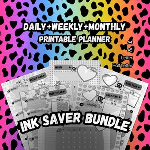 Elder Emo Planner Ink Saver, 6 Themes, Gothic, Digital Daily Weekly Monthly, Zombie, Skulls, Cats, A4 A5 Letter, Alt Aesthetic, Black&White