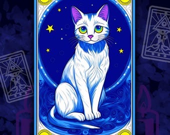 Cute Coloring Book "Mystic Cat Tarot" - Majestic 28 Pages (PDF)