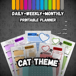 Alt Cat Planner | Grumpy Cat Aesthetic | 13 Colors | Elder Emo Stationery | Not-So-Kawaii Cats | Daily Weekly Monthly