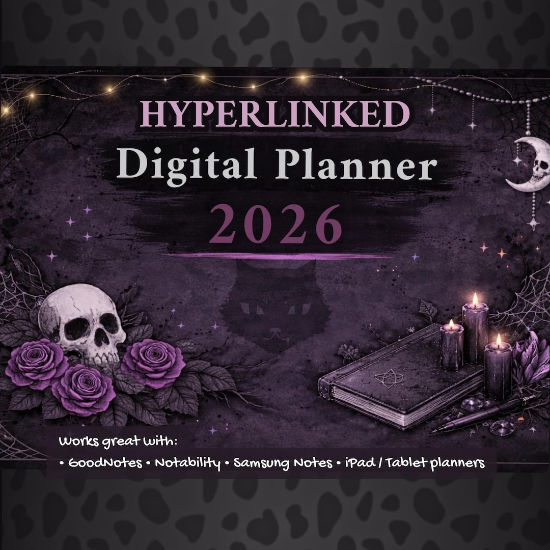Dark Gothic Digital Planner My Chaotic Life 2026 Goodnotes Notability ...