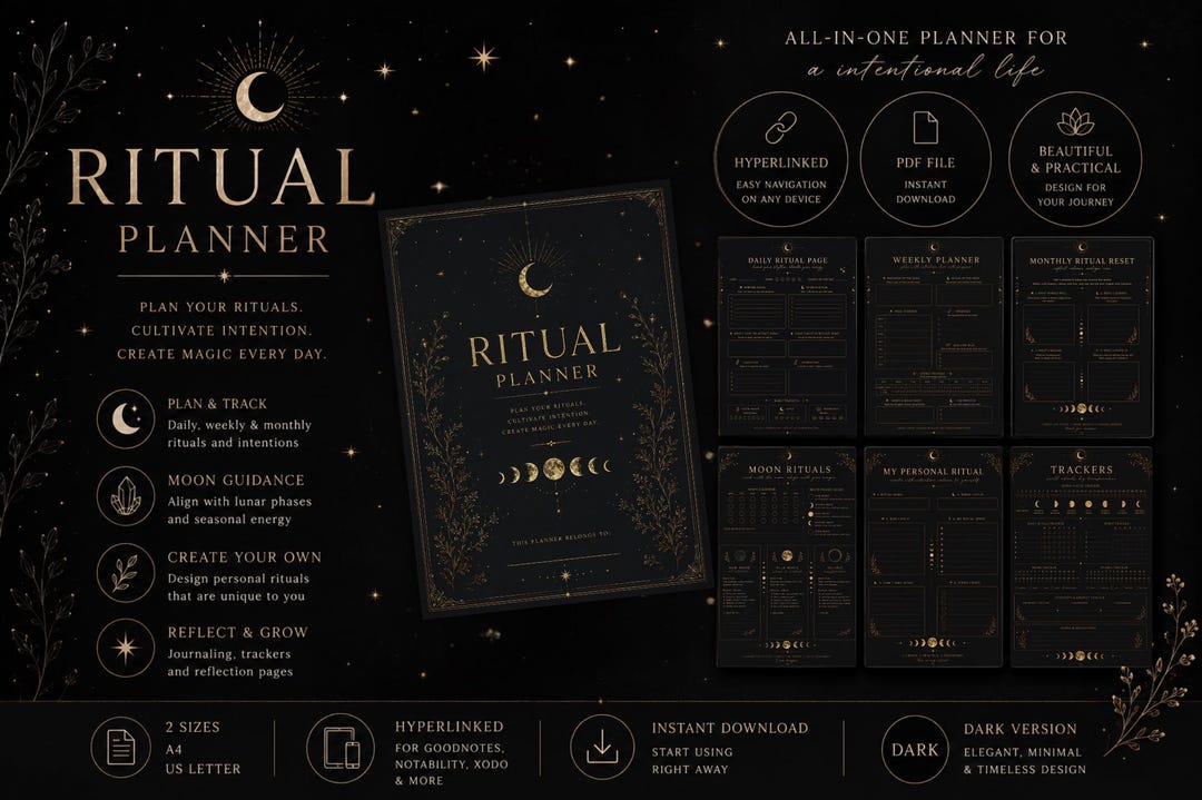 Planner Ritual Ritual Planner Printable | Dark Digital Planner | Spiritual Journal ...