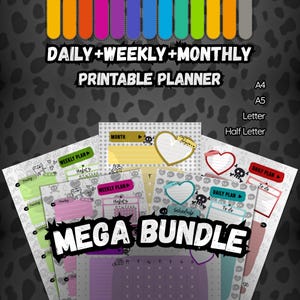Elder Emo Planner Mega Bundle, 78 Variants, Gothic, Digital Daily Weekly Monthly, Zombie, Skulls, Cats, A4 A5 Letter, Alt Aesthetic, Rainbow