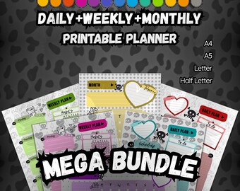 Elder Emo Planner Mega Bundle, 78 Variants, Gothic, Digital Daily Weekly Monthly, Zombie, Skulls, Cats, A4 A5 Letter, Alt Aesthetic, Rainbow
