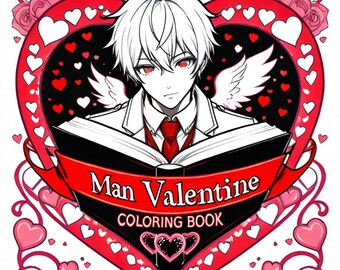 Valentine Coloring Pages for Him – Romantic Printable PDF for Boyfriend or Husband, Cute Love Gift, 7 Page Mini Coloring Book